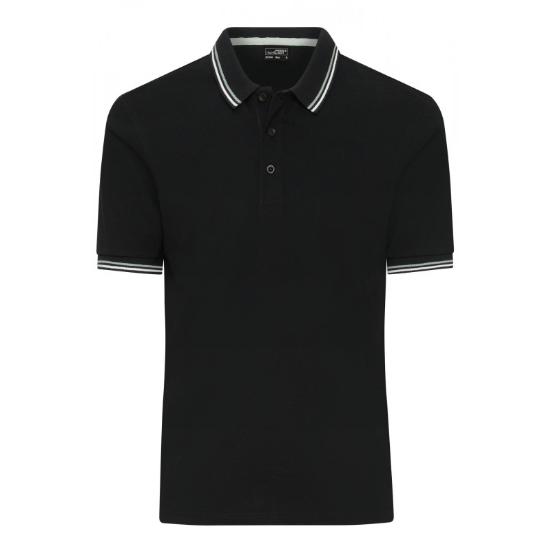Herren Klassisches Polo mit Kontraststreifen an Kragen und Armbündchen in Piqué-Qualität
